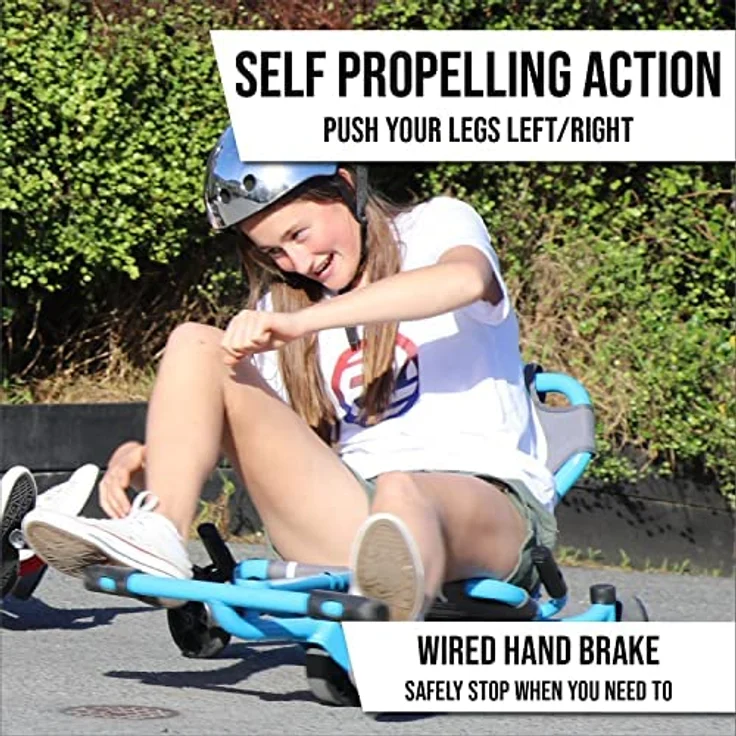 EzyRoller Drifter Pro X Trike für Jugendliche und Kinder ab 10 Jahre und Erwachsene Dreirad Drifttrike Dreiradscooter blau – Bild 3