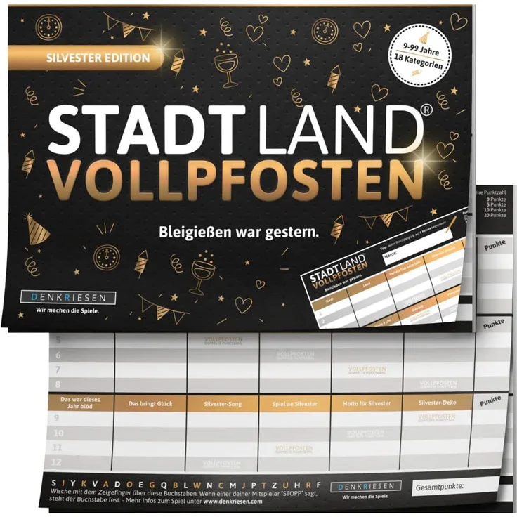 Denkriesen - Stadt Land Vollpfosten® - Silvester Edition - "Bleigießen war gestern" (Spiel)