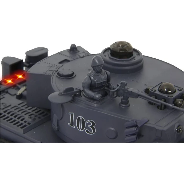 Jamara 403635 Panzer Tiger Battle Set 2,4 GHz - Battlemodus mit simulierter Schadensanzeige (Antriebsausfall, Kampf- und Fahrunfähig), extrem wendig, Geschützfeuer, Maschinengewehrfeuer, grün/schwarz – Bild 19