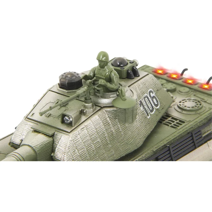 Jamara 403635 Panzer Tiger Battle Set 2,4 GHz - Battlemodus mit simulierter Schadensanzeige (Antriebsausfall, Kampf- und Fahrunfähig), extrem wendig, Geschützfeuer, Maschinengewehrfeuer, grün/schwarz – Bild 3