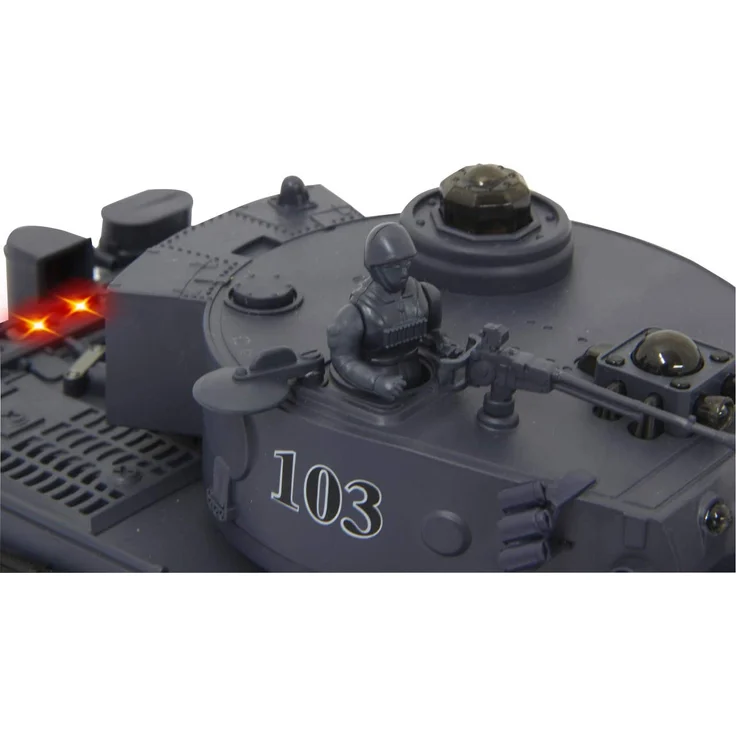 Jamara 403635 Panzer Tiger Battle Set 2,4 GHz - Battlemodus mit simulierter Schadensanzeige (Antriebsausfall, Kampf- und Fahrunfähig), extrem wendig, Geschützfeuer, Maschinengewehrfeuer, grün/schwarz – Bild 4