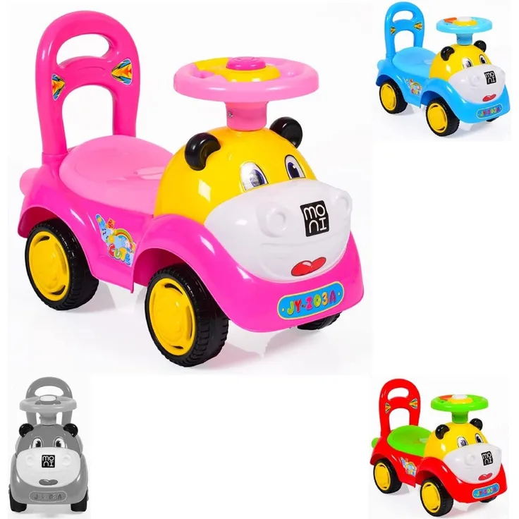 Kinderauto, Rutscher Laufhilfe Super Car lustiges Design, Melodien, Rückenlehne (rosa)