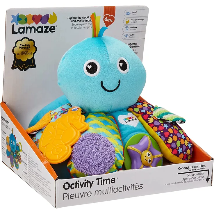 Lamaze LC27206 Babyspielzeug Octivity-Spielkrake mehrfarbig, hochwertiges Kleinkindspielzeug, vereint Kuscheltier und Greifling, Krake Plüschtier, fördert die Motorik, Ideales Weihnachtsgeschenk, ab 6 Monate
