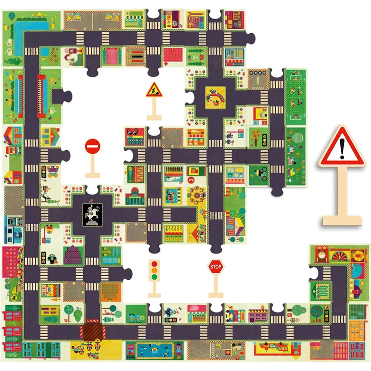 Djeco - Puzzle The City mit Verkehrszeichen 29 teilig