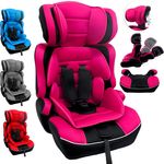 Arebos Kinderautositz | 3-Punkt-Sicherheitsgurt | Gruppe 1+2+3 für 9-36kg | Einstellbare Kopfstütze | ECE R44/04 | Abnehmbare Rückenlehne | Verstellbar (44 x 44 x 66-78 cm) (Pink) - Preisvergleich