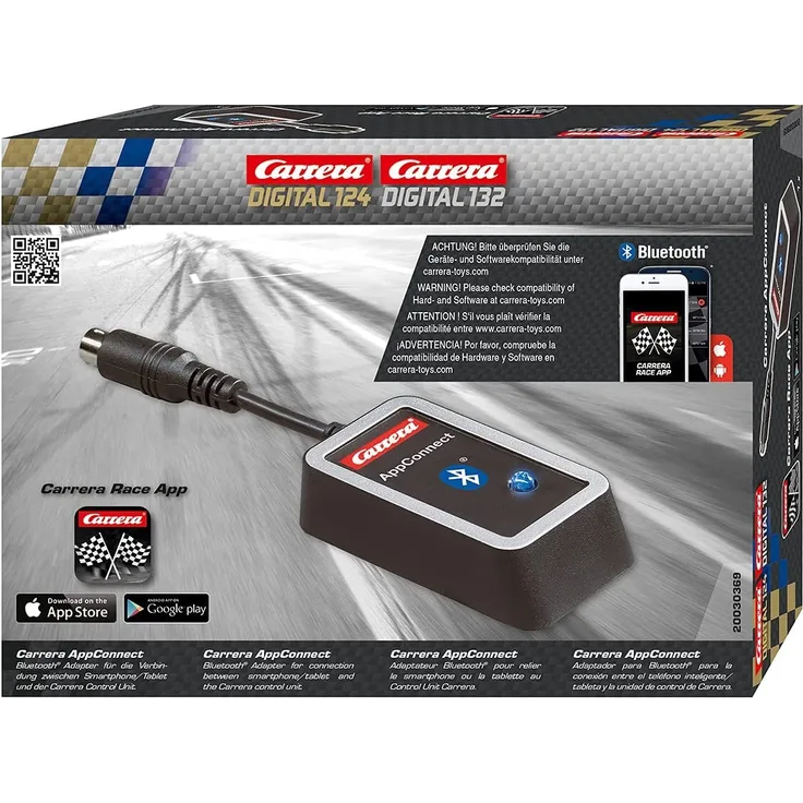 Carrera AppConnect – Bluetooth-Adapter für die Carrerabahn DIGITAL 124 oder DIGITAL 132 – Renninformationen per App direkt aufs Smartphone, Tablet oder PC