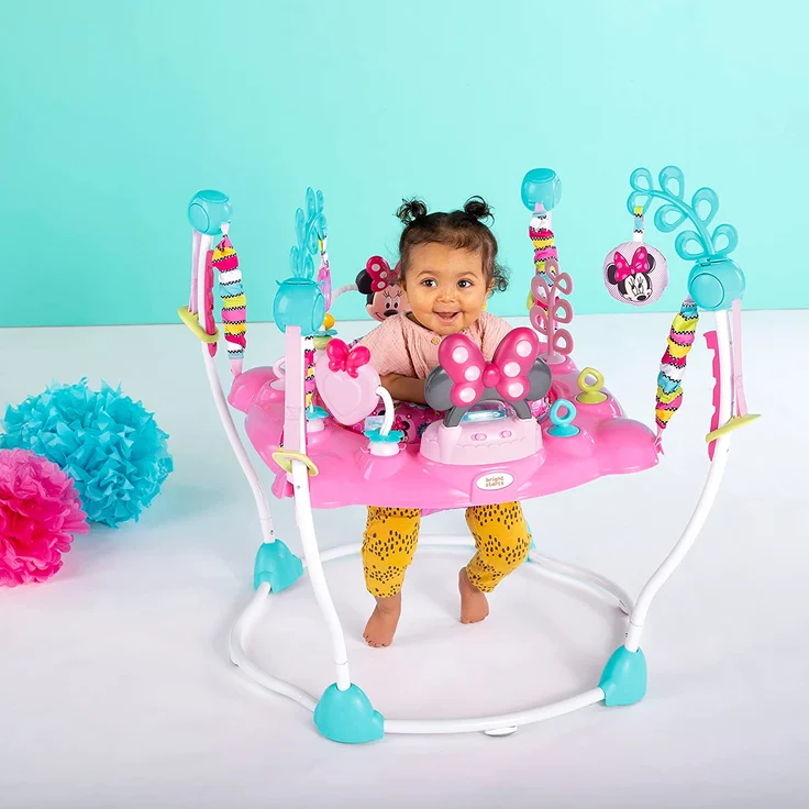 Bright Starts, Disney Baby, Minnie Maus Peekaboo, Spring- und Spielcenter mit Spielstation mit Lichtern und Musik, 12 Aktivität Spielzeug, 360° drehender Sitz, höhenverstellbares, Kinder ab 6 Monaten - Preisvergleich – Bild 16
