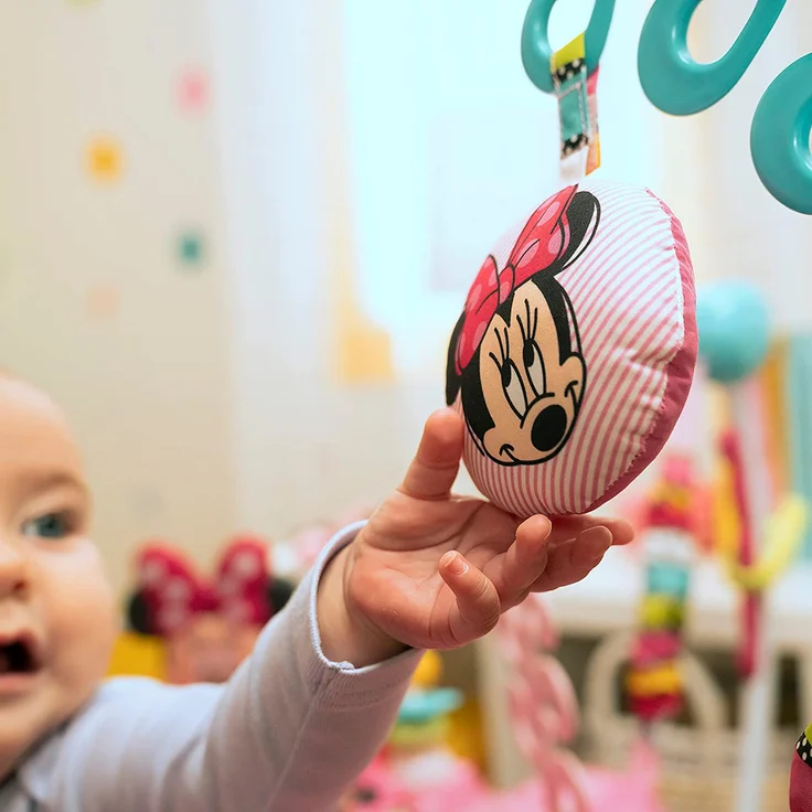Bright Starts, Disney Baby, Minnie Maus Peekaboo, Spring- und Spielcenter mit Spielstation mit Lichtern und Musik, 12 Aktivität Spielzeug, 360° drehender Sitz, höhenverstellbares, Kinder ab 6 Monaten - Preisvergleich – Bild 14