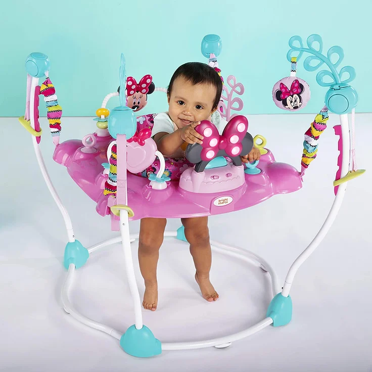 Bright Starts, Disney Baby, Minnie Maus Peekaboo, Spring- und Spielcenter mit Spielstation mit Lichtern und Musik, 12 Aktivität Spielzeug, 360° drehender Sitz, höhenverstellbares, Kinder ab 6 Monaten - Preisvergleich – Bild 6
