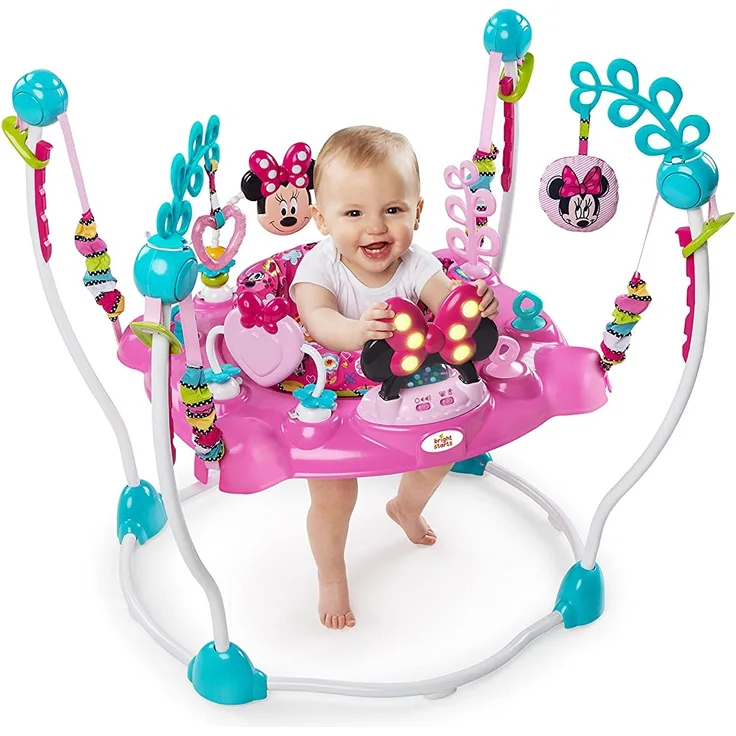 Bright Starts, Disney Baby, Minnie Maus Peekaboo, Spring- und Spielcenter mit Spielstation mit Lichtern und Musik, 12 Aktivität Spielzeug, 360° drehender Sitz, höhenverstellbares, Kinder ab 6 Monaten - Preisvergleich