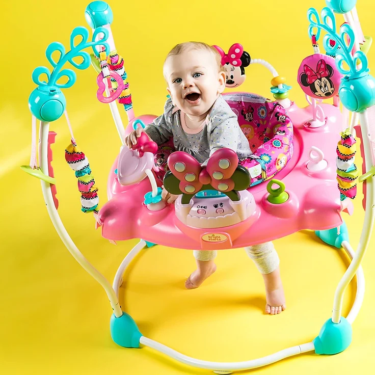 Bright Starts, Disney Baby, Minnie Maus Peekaboo, Spring- und Spielcenter mit Spielstation mit Lichtern und Musik, 12 Aktivität Spielzeug, 360° drehender Sitz, höhenverstellbares, Kinder ab 6 Monaten - Preisvergleich – Bild 11