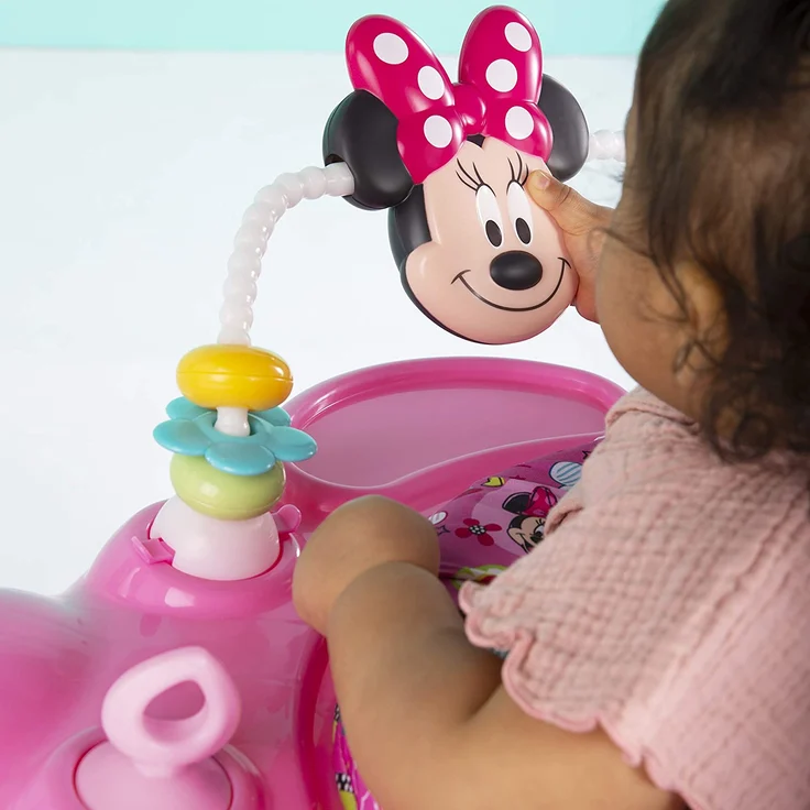 Bright Starts, Disney Baby, Minnie Maus Peekaboo, Spring- und Spielcenter mit Spielstation mit Lichtern und Musik, 12 Aktivität Spielzeug, 360° drehender Sitz, höhenverstellbares, Kinder ab 6 Monaten - Preisvergleich – Bild 4