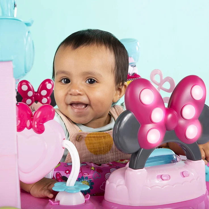 Bright Starts, Disney Baby, Minnie Maus Peekaboo, Spring- und Spielcenter mit Spielstation mit Lichtern und Musik, 12 Aktivität Spielzeug, 360° drehender Sitz, höhenverstellbares, Kinder ab 6 Monaten - Preisvergleich – Bild 10