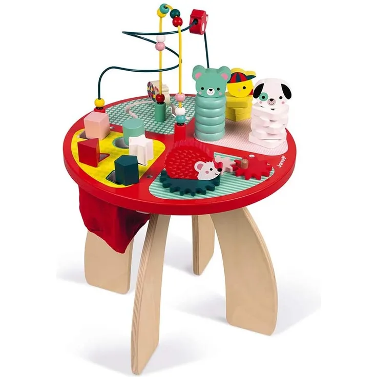 Janod Spieltisch Baby Forest aus Holz, Stapeln, Sortieren und Geschicklichkeit, Baby Spielzeug mit Labyrinth, Zahnradsystem, Abakus und 3 Holztieren, Holzspielzeug ab 1 Jahr, 56 x 40 x 40 cm - Preisvergleich