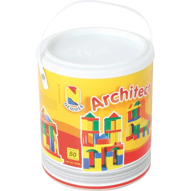 Bartl Architect 50 bunte Holzbausteine im Eimer Holzspielzeug Kleinkindspielzeug ab 1 Jahr