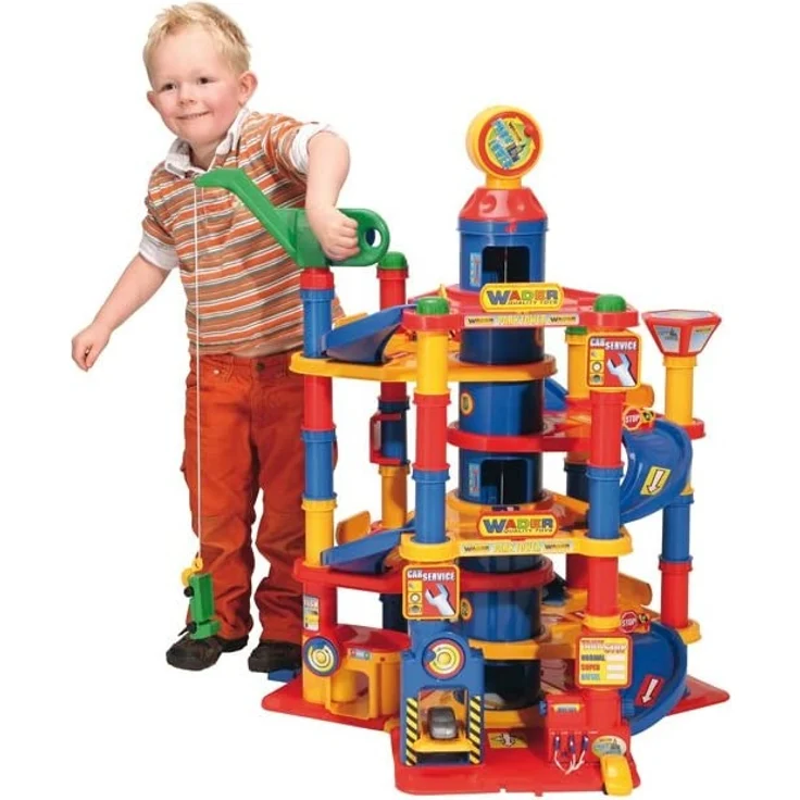 Wader 37848 7-stöckiger Park-Tower Parkhaus Spielgarage mit Autos – Bild 2