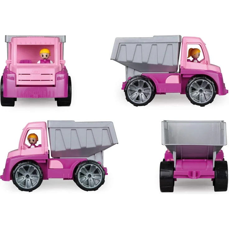 Lena 04451 TRUXX Kipper Pink, Fahrzeug ca. 27 cm, Muldenkipper LKW mit vollbeweglicher Spielfigur, robuster Kipplaster, Mulde kippbar, Spielfahrzeug für Mädchen ab 2 Jahre in rosa, lila – Bild 3