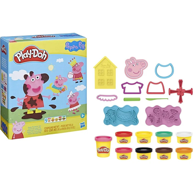 Play-Doh Peppa Wutz Stylingse Play-Doh Peppa Wutz Stylingset mit 9 Play-Doh Dosen und 11 Accessoires, Peppa Wutz Spielzeug für K – Bild 2