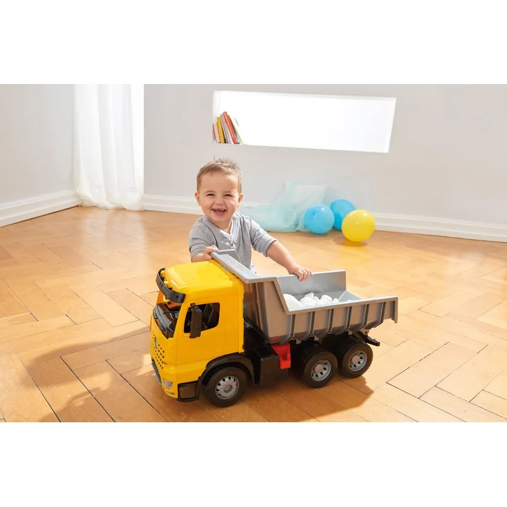 Lena 2064 Starke Riesen Muldenkipper Mercedes Benz Arocs, LKW ca. 63 cm, Kipplaster mit 3 Stahlachsen und 150 kg Tragkraft, Giga Truck gelb, schwarz, Silber, großer Kipper für Kinder ab 3 Jahre - Preisvergleich – Bild 8