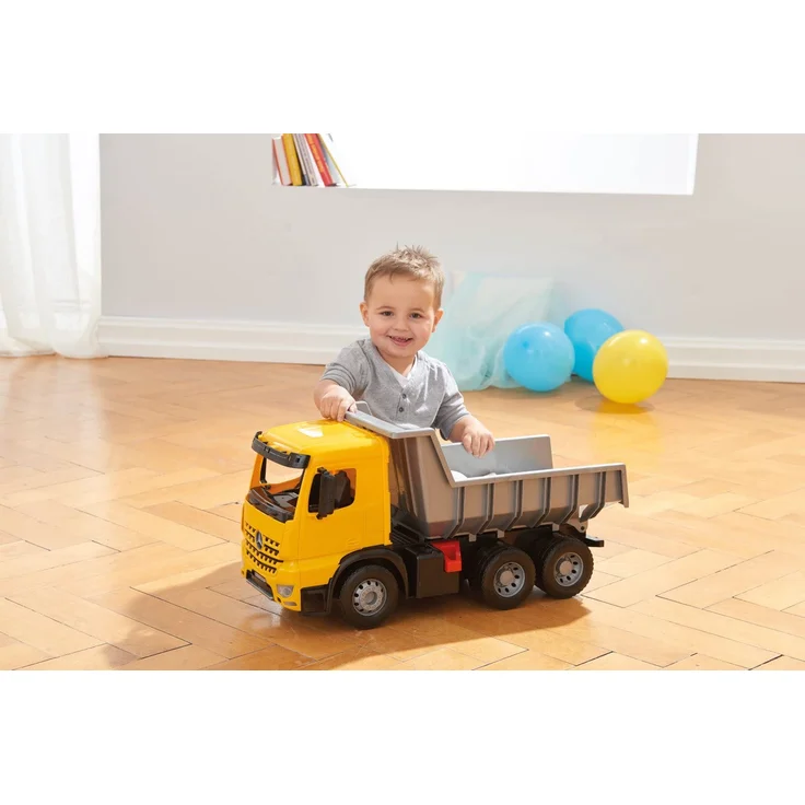 Lena 2064 Starke Riesen Muldenkipper Mercedes Benz Arocs, LKW ca. 63 cm, Kipplaster mit 3 Stahlachsen und 150 kg Tragkraft, Giga Truck gelb, schwarz, Silber, großer Kipper für Kinder ab 3 Jahre - Preisvergleich – Bild 9