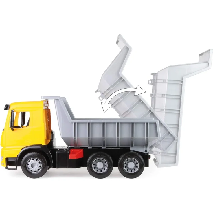 Lena 2064 Starke Riesen Muldenkipper Mercedes Benz Arocs, LKW ca. 63 cm, Kipplaster mit 3 Stahlachsen und 150 kg Tragkraft, Giga Truck gelb, schwarz, Silber, großer Kipper für Kinder ab 3 Jahre - Preisvergleich – Bild 2