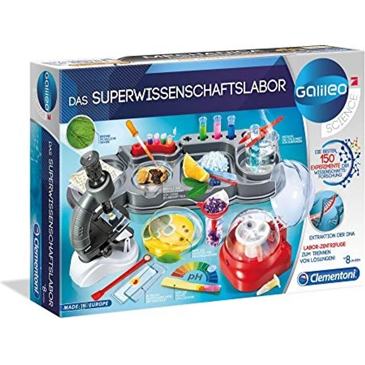 Clementoni 59083 Galileo Science – Das Superwissenschaftslabor, 150 spannende Versuche für Zuhause, Labor mit Mikroskop & Zentrifuge, Spielzeug für Kinder ab 8 Jahren – Bild 1