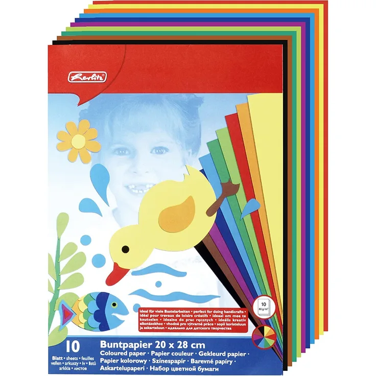 herlitz 10668085 Buntpapierblock, 280 x 200 mm, Inhalt: 10 Blatt