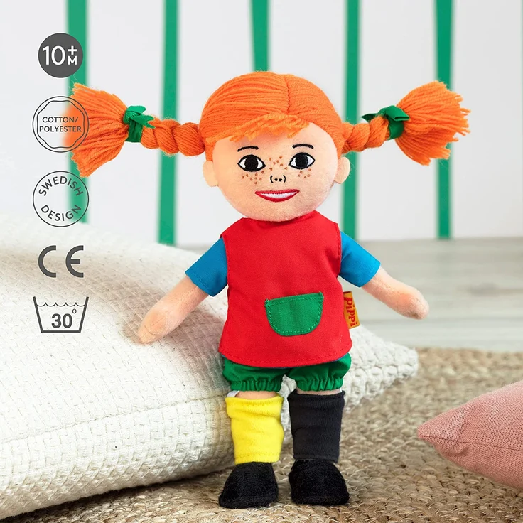 Micki & Friends Pippi Langstrumpf Puppe, 20cm – süße Stoffpuppe für Mädchen und weiche Kuschelpuppe ab 10 Monaten – Anziehpuppe und Plüschpuppe als z. B. Taufgeschenke für Mädchen – Bild 4