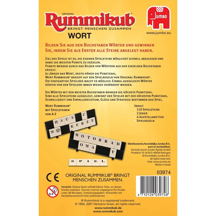 Jumbo Spiele 03974 Original Rummikub Wort Kompakt in Metalldose Gesellschaftsspiel, Ab 7 Jahren – Bild 2