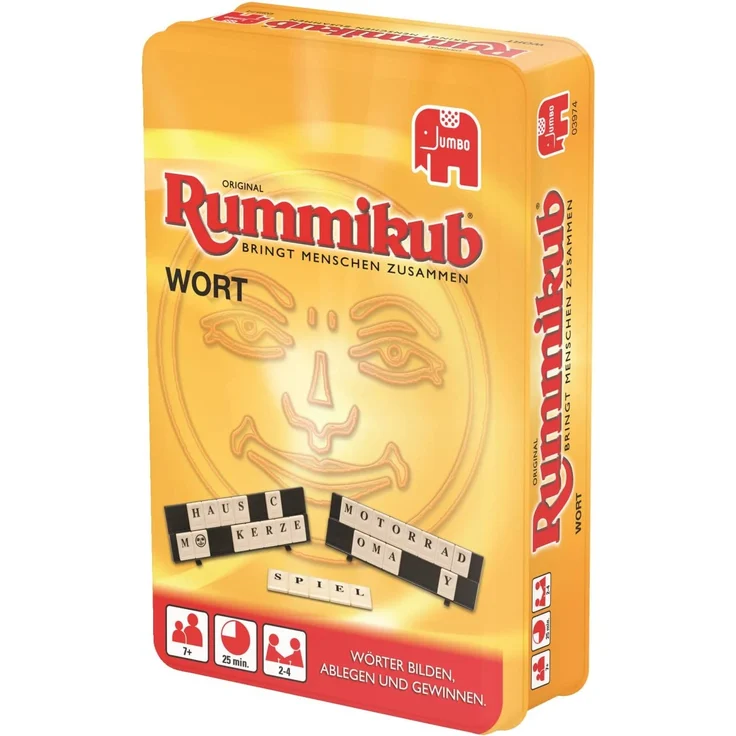 Jumbo Spiele 03974 Original Rummikub Wort Kompakt in Metalldose Gesellschaftsspiel, Ab 7 Jahren – Bild 5