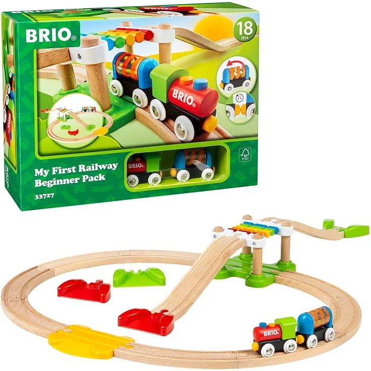 BRIO World 33727 Mein erstes BRIO Bahn Spiel Set – Zug mit Waggon, Schienen & Hängebrücke für Kleinkinder – BRIO Einsteiger-Set empfohlen ab 18 Monaten - Preisvergleich – Bild 1