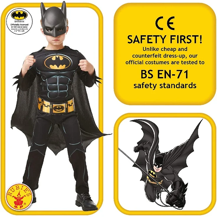 Rubie's 3300002 Black Core Batman Deluxe - Child Kostüm, schwarz, L – Bild 3
