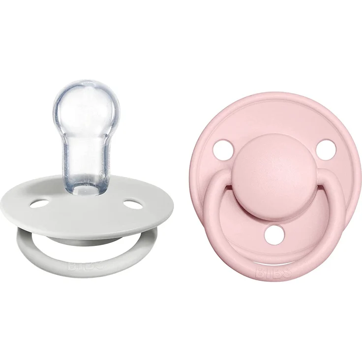 BIBS De Lux Schnuller 2er-Pack, BPA-frei, Kirschform Nippel. Silikon, Hergestellt in Dänemark. 0-36 Monate (2er Pack), Haze / Blossom – Bild 1