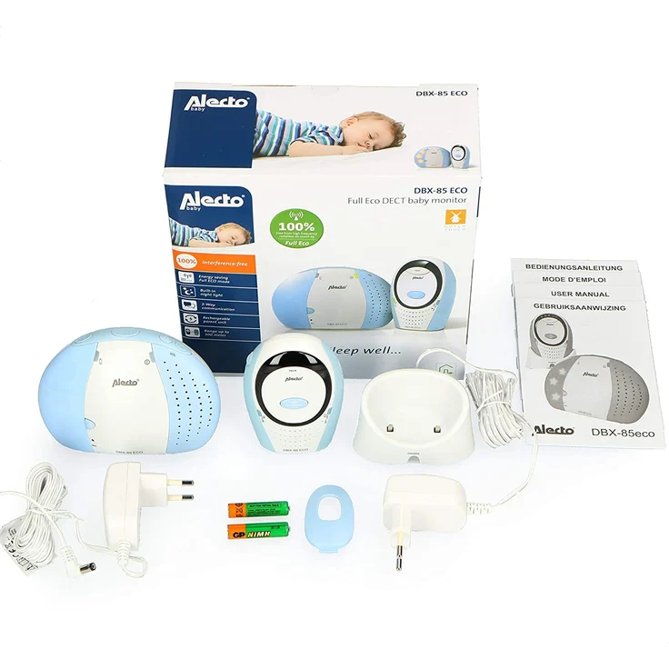 Alecto DBX-85 Digitale DECT Babyphone (100% störungsfrei), hohe Reichweite von bis zu 300 Meter, Rücksprechfunktion, LED-Geräuschanzeige und Nachtlicht – Bild 6