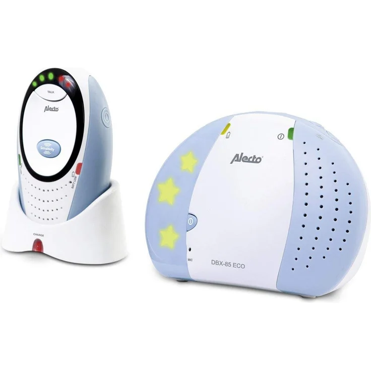 Alecto DBX-85 Digitale DECT Babyphone (100% störungsfrei), hohe Reichweite von bis zu 300 Meter, Rücksprechfunktion, LED-Geräuschanzeige und Nachtlicht – Bild 1