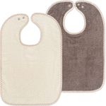 2er Set - Baby Lätzchen/Kinderlätzchen mit Druckknopf/Größenverstellbar/Extra groß/Sehr saugfähig/Öko-Tex schadstoffgeprüft / 100% Baumwolle (Braun/Beige)