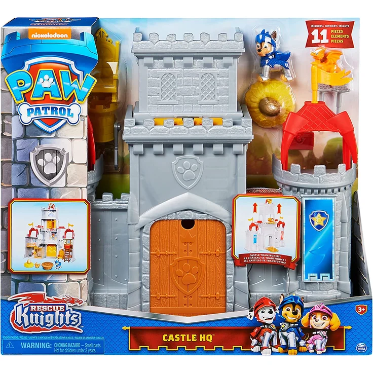 PAW Patrol Rescue Knights Castle HQ verwandelbares 11-teiliges Spielset mit Chase und Mini-Drache Draco Actionfiguren Kinderspielzeug Schloss 3 Jahr(e) Mehrfarbig – Bild 1