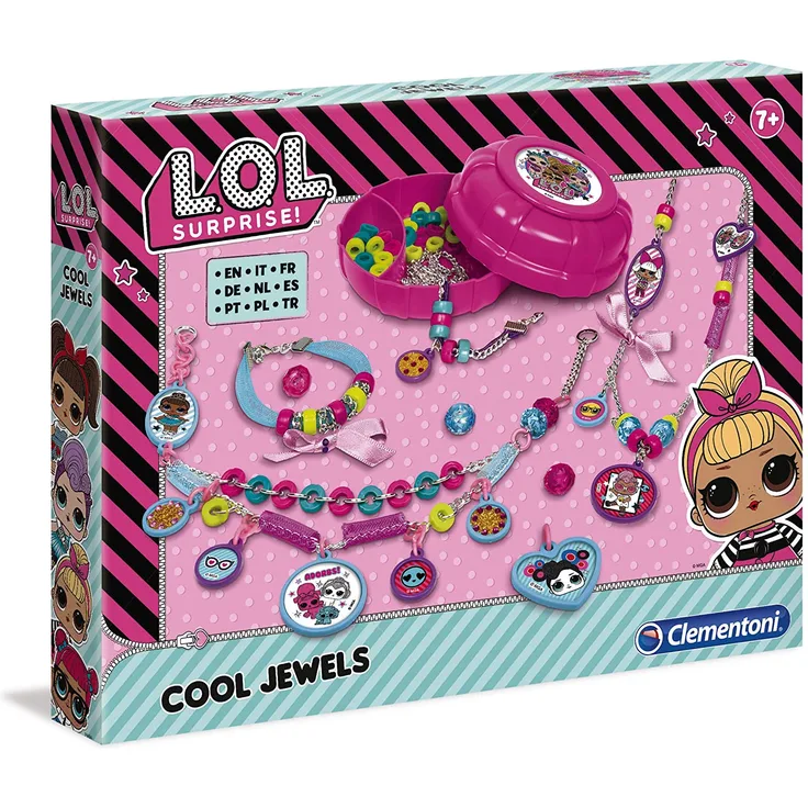 Clementoni 18558 L. O. L Surprise – Coole Juwelen und Schmuck, Ketten und Anhänger zum Basteln & Selbstgestalten, Spielzeug mit Schmuckkästchen für Kinder ab 7 Jahren zu Weihnachten