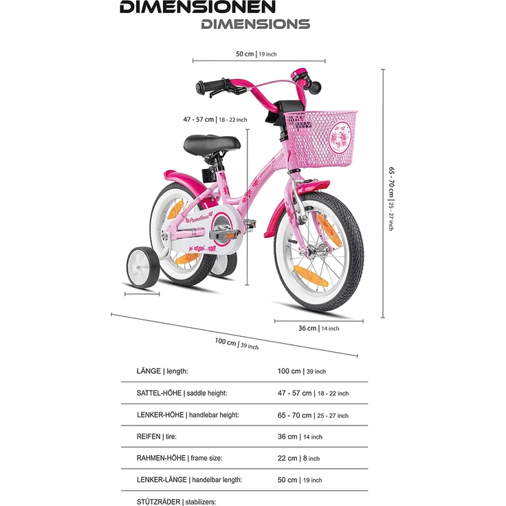 Prometheus Bicycles Kinderfahrrad Hawk, 1 Gang, 14 Zoll, RH 23 cm, rosa – Bild 3