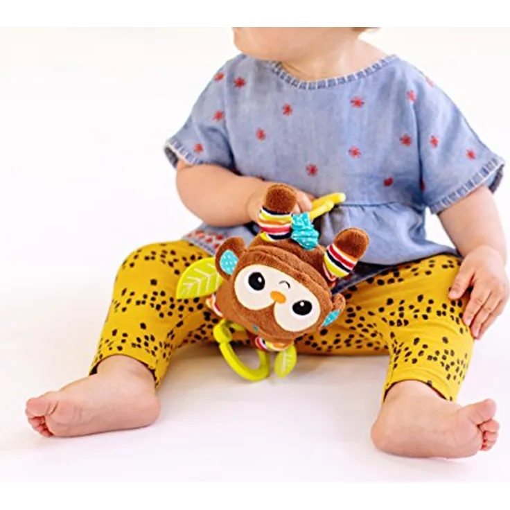 Bright Starts Spielzeug zum Anbringen an den Kinderwagen, Vogel, duch Ziehen bewegen sich die Flügel, verschiedene Farben fördern visuelle Stimulation