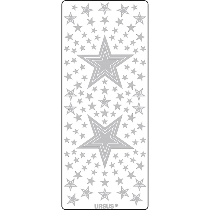 Ursus 59310067 Kreativ Sticker, Sterne 2, silber, 5 Blatt, selbstklebend, Ideal zur Kartengestaltung und zum Dekorieren von Geschenken, Stickerbogen ca. 10 x 23 cm
