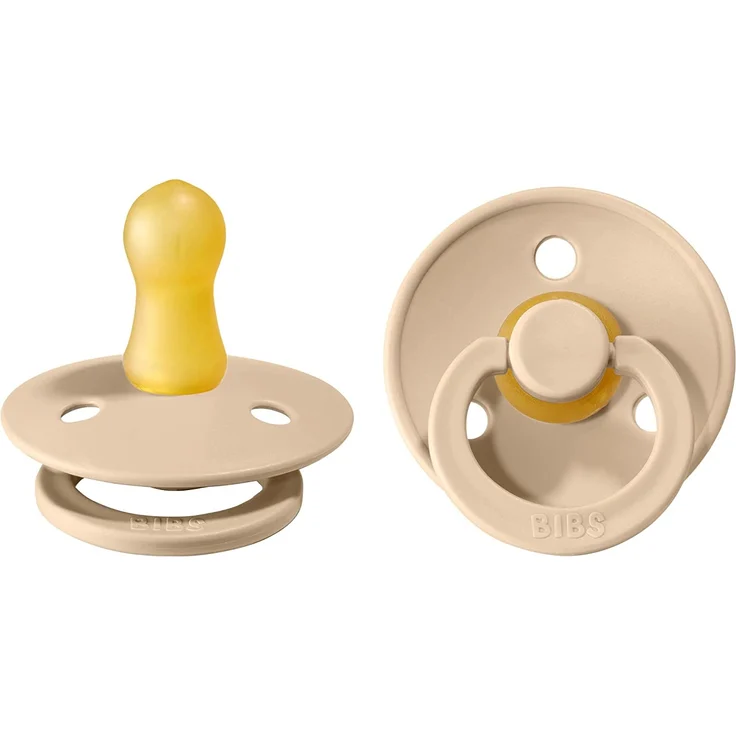 BIBS Colour Schnuller 2er-Pack, BPA-frei, Kirschform Nippel. Naturkautschuk / Latex, Hergestellt in Dänemark. 0-6 Monate (2er Pack), Vanilla / Vanilla – Bild 1