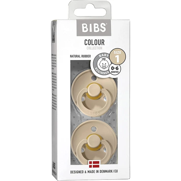 BIBS Colour Schnuller 2er-Pack, BPA-frei, Kirschform Nippel. Naturkautschuk / Latex, Hergestellt in Dänemark. 0-6 Monate (2er Pack), Vanilla / Vanilla – Bild 3