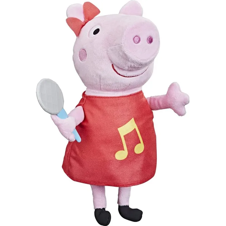Peppa Wutz, Peppa Singt, Plüschtier mit rotem Glitzer-Kleid und Schleife, singt 3 Lieder, ab 3 Jahren
