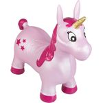 Idena Hüpfpferd Einhorn pink mit Sternen, inklusive Luftpumpe, belastbar bis 50 kg, ca. 59 x 23 x 53 cm, bunt
