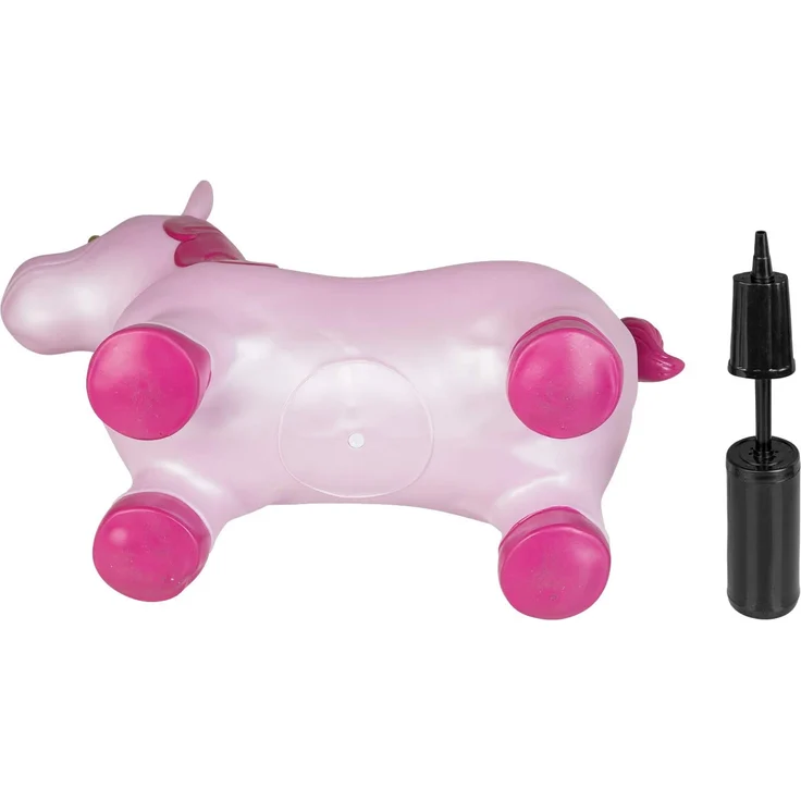 Idena Hüpfpferd Einhorn pink mit Sternen, inklusive Luftpumpe, belastbar bis 50 kg, ca. 59 x 23 x 53 cm, bunt – Bild 5