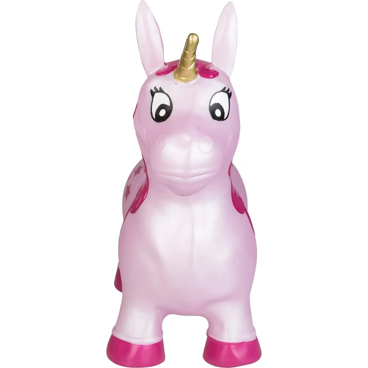 Idena Hüpfpferd Einhorn pink mit Sternen, inklusive Luftpumpe, belastbar bis 50 kg, ca. 59 x 23 x 53 cm, bunt – Bild 4