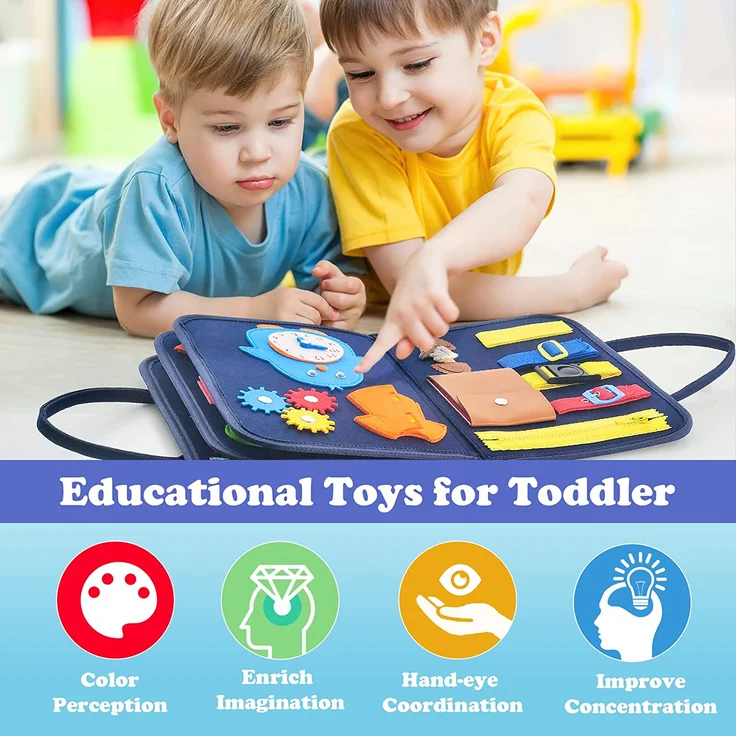 Withosent Busy Board für Kleinkinder 4-Schichten, Activity Board Montessori Spielzeug Baby ab 3 4 Jahre Mädchen Junge, Grundkenntnisse Erlernen – Bild 6