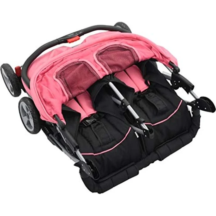 Baby Zwillingswagen Rosa und Schwarz Stahl – Bild 6
