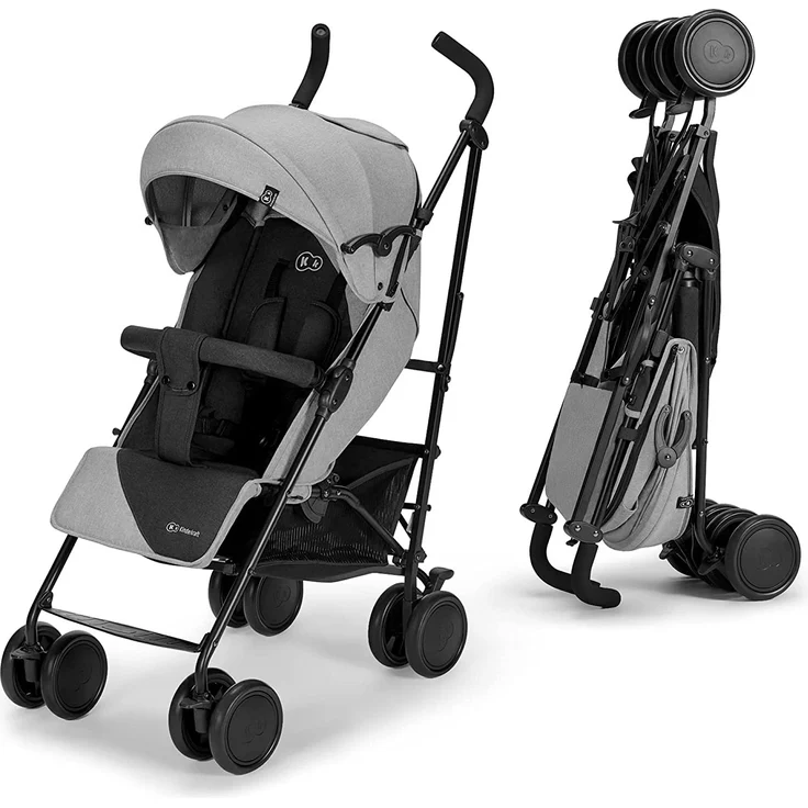 kk Kinderkraft Kinderwagen SIESTA, Leichte Reise Buggy, Verstellbare Rückenlehne, Liegeposition, Kleine Maße nach Zusammenklappen, Vergrößerbares Verdeck, Für ältere Kinder, bis 22 kg, Grau – Bild 1